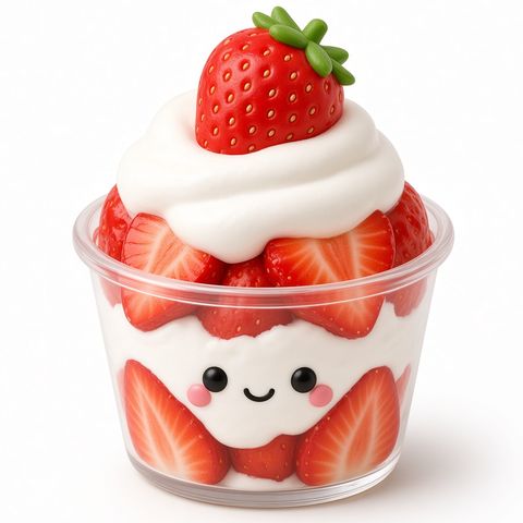 Squishy cup of strawberries and cream